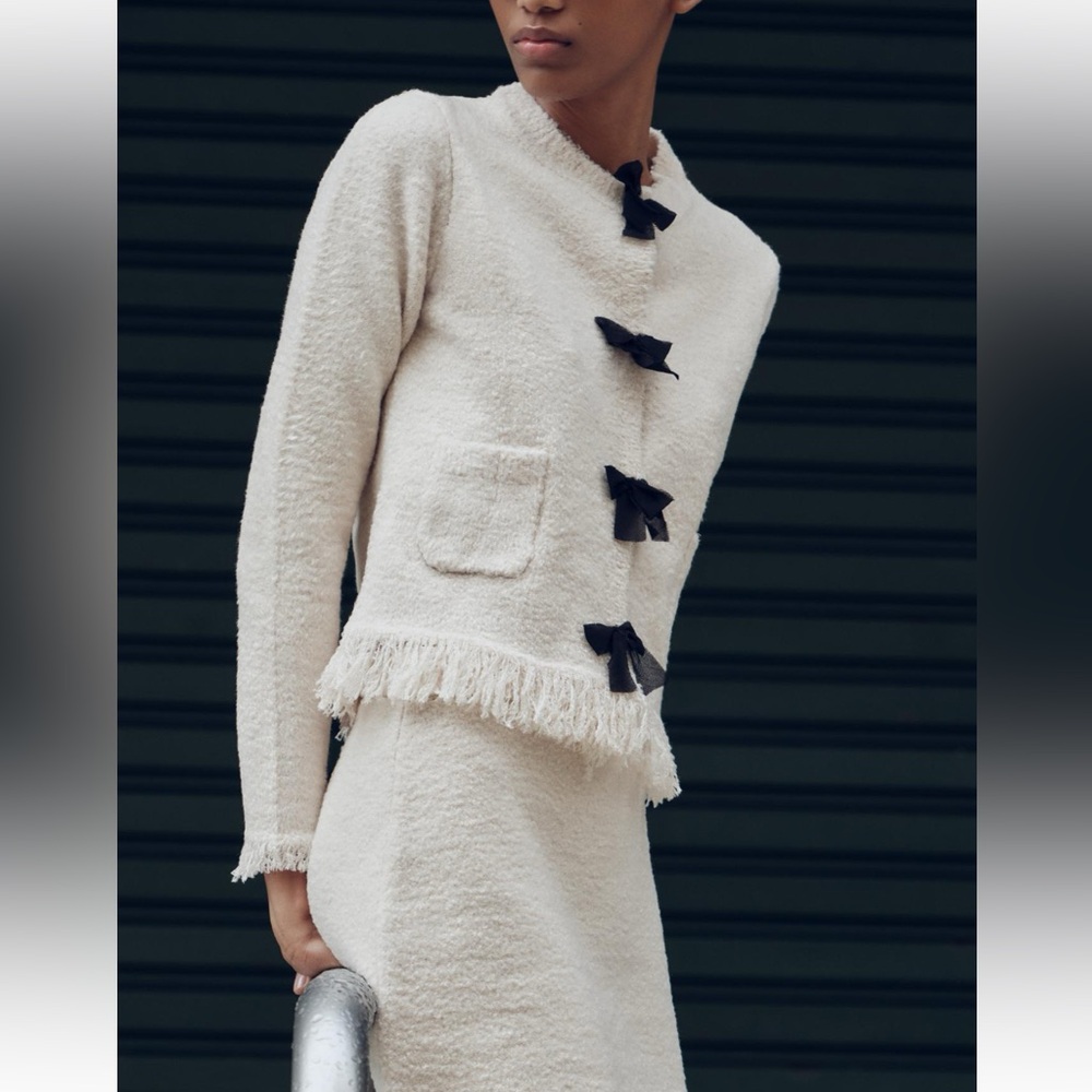 ZARA BOWS KNIT CARDIGAN
